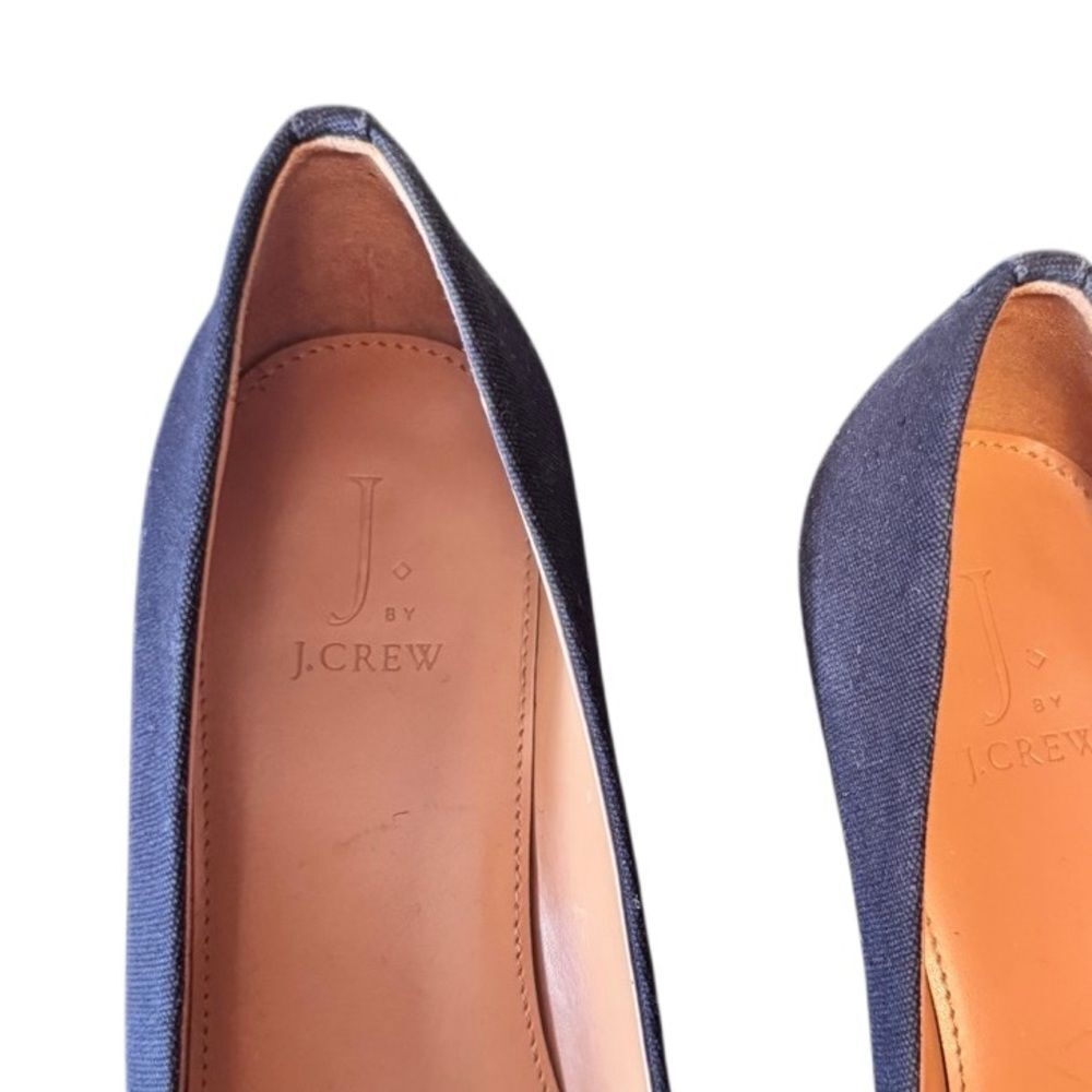 J. Crew J by Crew Navy Blue Canvas Espadrille Wedge Sandals, Size 9 - Picture 2 of 10